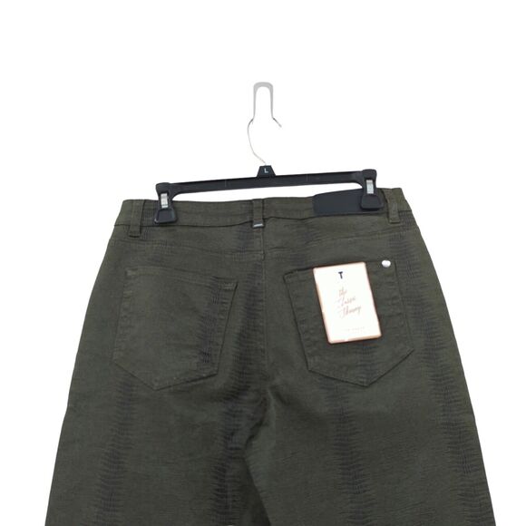 Ted Baker Women 29 Shiney Skinny Jeans Khaki Green Crocodile Effect NEW - Picture 8 of 9